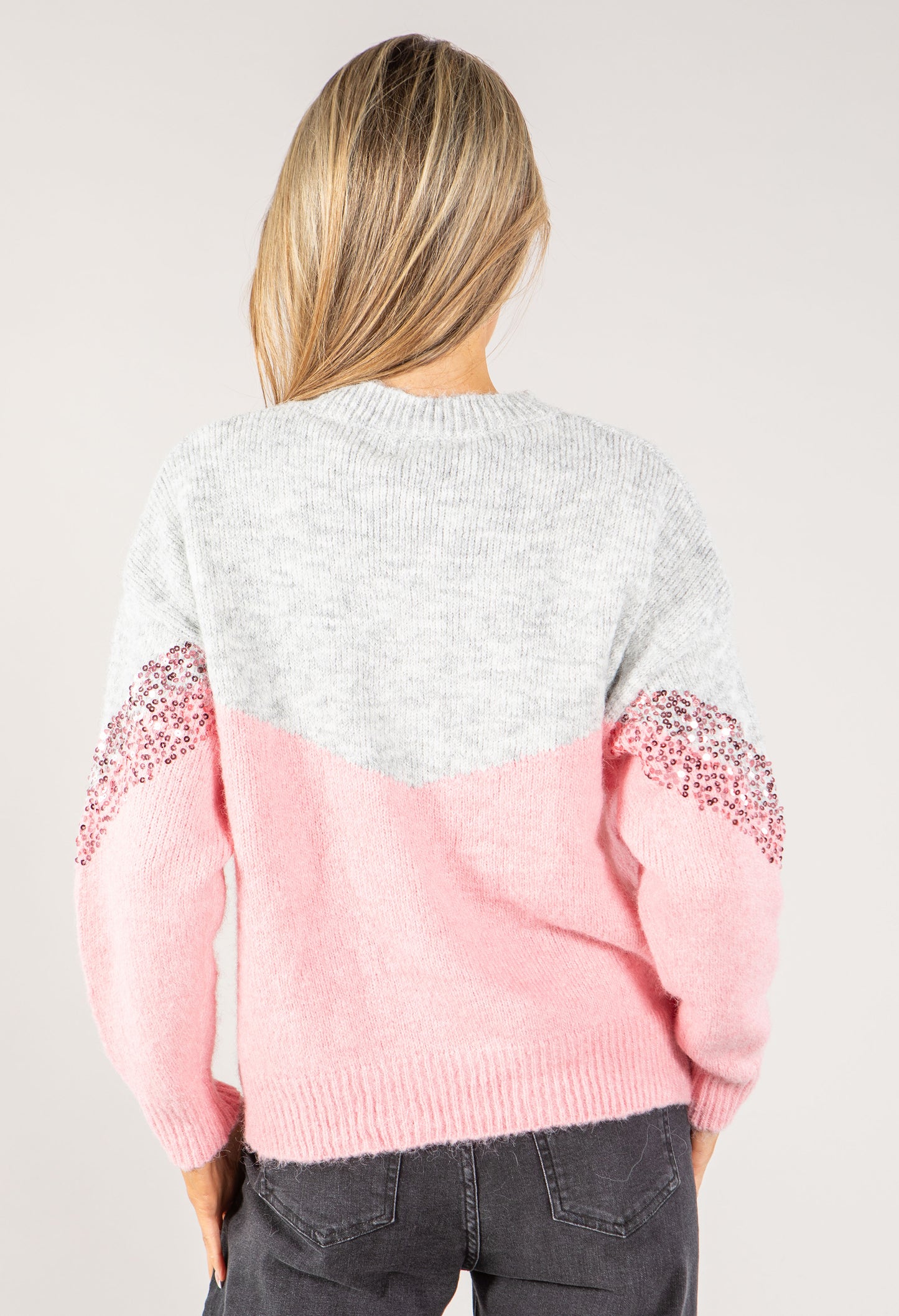 Two Tone Sequin Knit Jumper