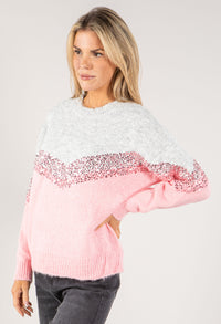 Two Tone Sequin Knit Jumper