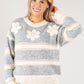 Embroidered Floral Striped Knit Jumper