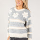 Embroidered Floral Striped Knit Jumper