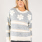 Embroidered Floral Striped Knit Jumper