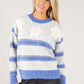 Embroidered Floral Striped Knit Jumper