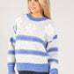 Embroidered Floral Striped Knit Jumper