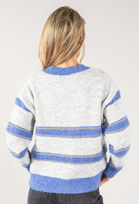 Embroidered Floral Striped Knit Jumper