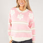 Embroidered Floral Striped Knit Jumper