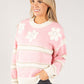 Embroidered Floral Striped Knit Jumper