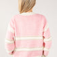 Embroidered Floral Striped Knit Jumper