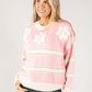 Embroidered Floral Striped Knit Jumper