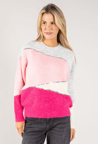 Colour Block Sequin Knit Jumper