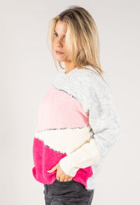 Colour Block Sequin Knit Jumper