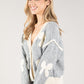 Embroidered Bow Buttoned Cardigan with Contrast Hem