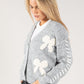 Embroidered Bow Buttoned Cardigan