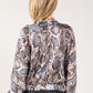 Silk Feel Snake Print Bomber Jacket