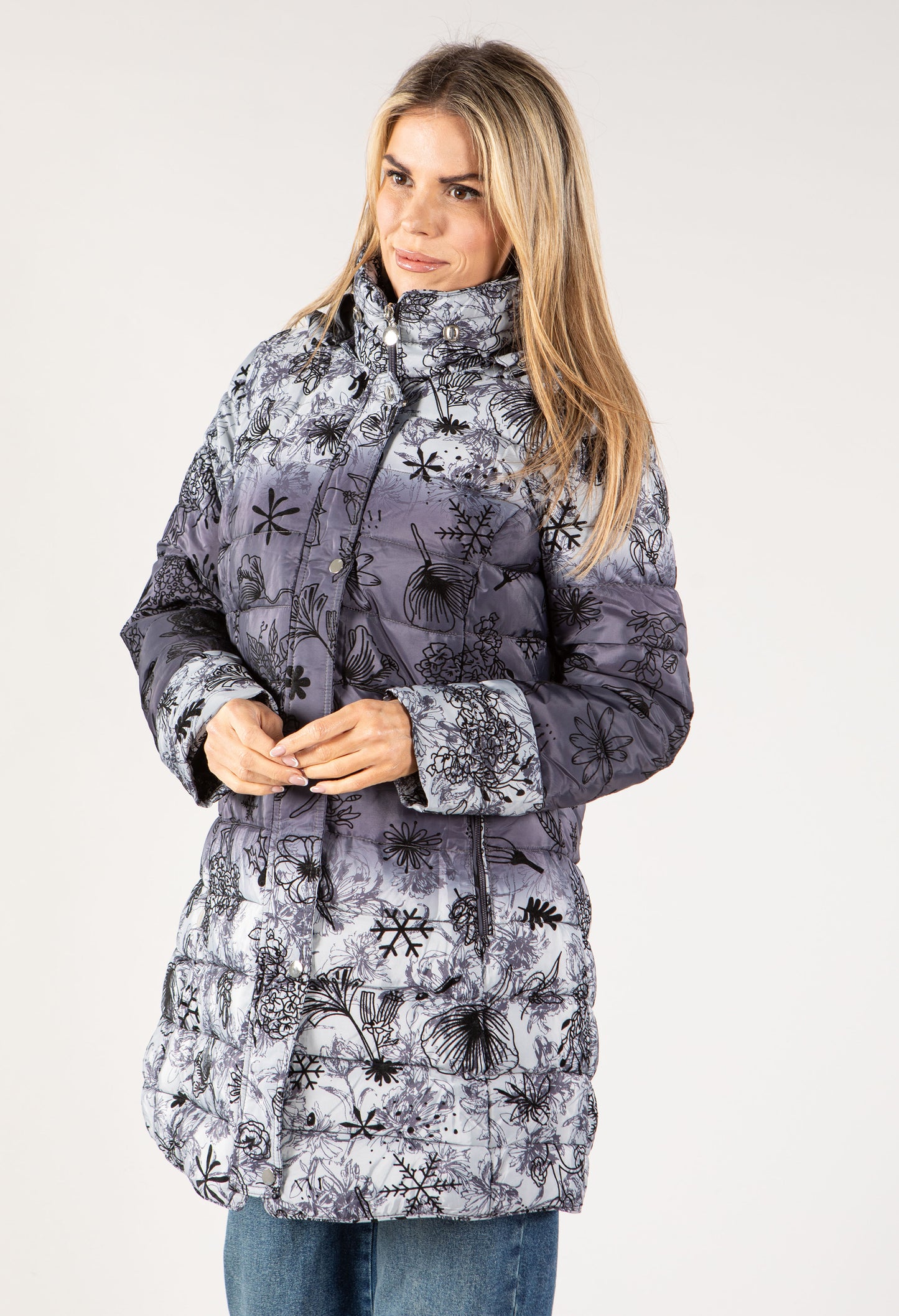 Floral Print Thermal Coat