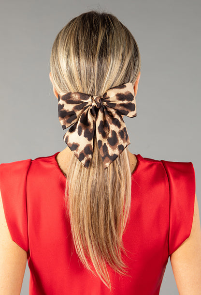 Large Leopard Print Hair Bow