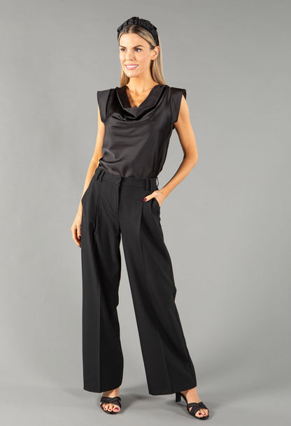 Cowl Neck Sleeveless Satin Top