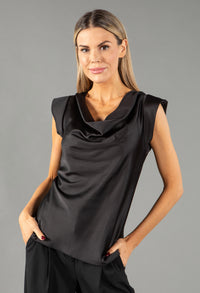 Cowl Neck Sleeveless Satin Top