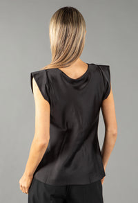 Cowl Neck Sleeveless Satin Top