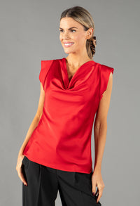 Cowl Neck Sleeveless Satin Top