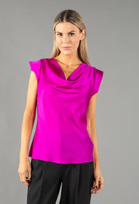 Cowl Neck Sleeveless Satin Top