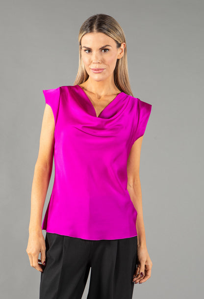 Cowl Neck Sleeveless Satin Top