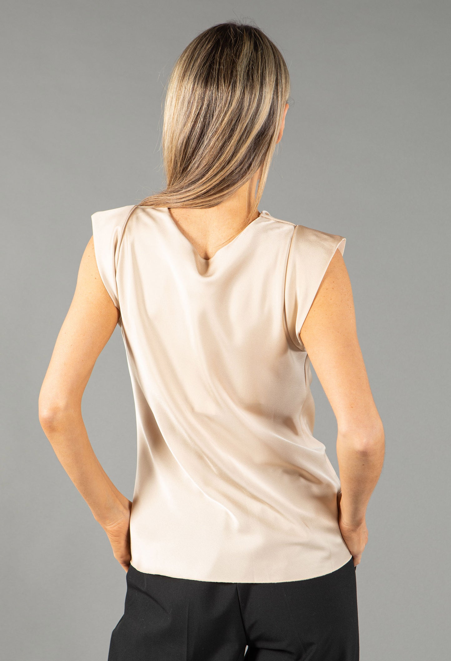 Cowl Neck Sleeveless Satin Top