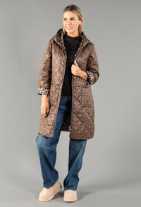 Quilted Coat with Leopard Lining