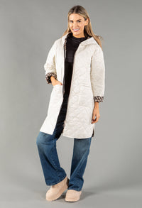 Quilted Coat with Leopard Lining