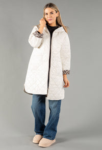 Quilted Coat with Leopard Lining