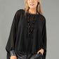 Sheer Sequin Trim Top with Necklace