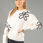 Flower Embroidery Knit Jumper