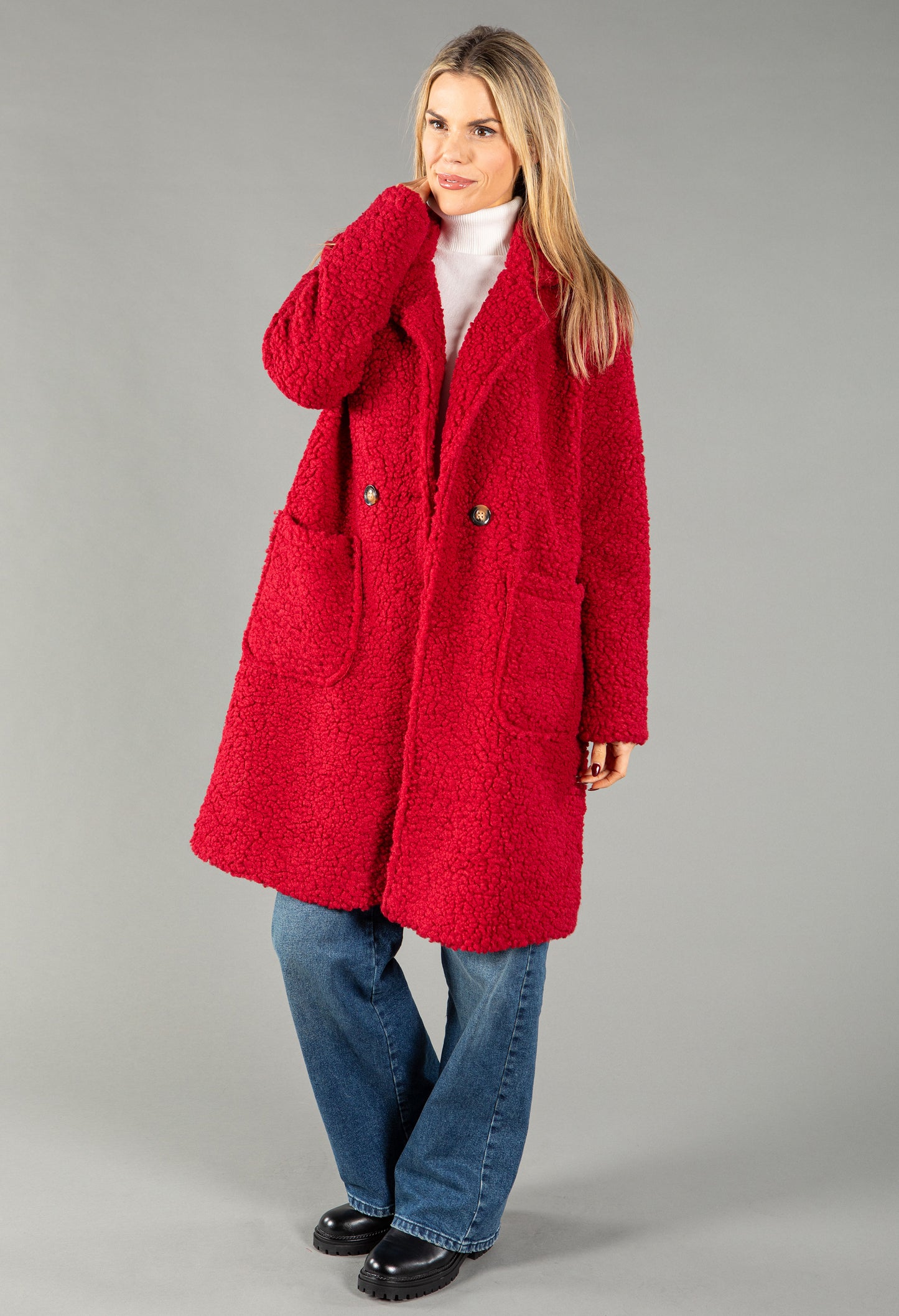 Teddy Button Close Coat