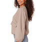 Long Sleeve Zip Front Cropped Bomber Jacket with Dual Entry Pockets