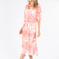 Leaf Print Plisse Pop Over Dress