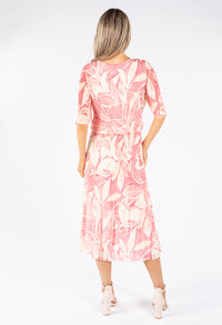 Leaf Print Plisse Pop Over Dress