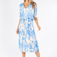 Leaf Print Plisse Pop Over Dress