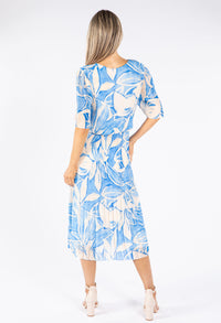 Leaf Print Plisse Pop Over Dress