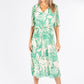 Leaf Print Plisse Pop Over Dress