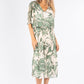 Leaf Print Plisse Pop Over Dress