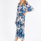 Leaf Print Plisse Pop Over Dress