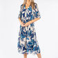 Leaf Print Plisse Pop Over Dress