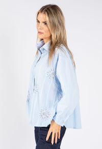 Sequin and Floral Embroidered Blouse