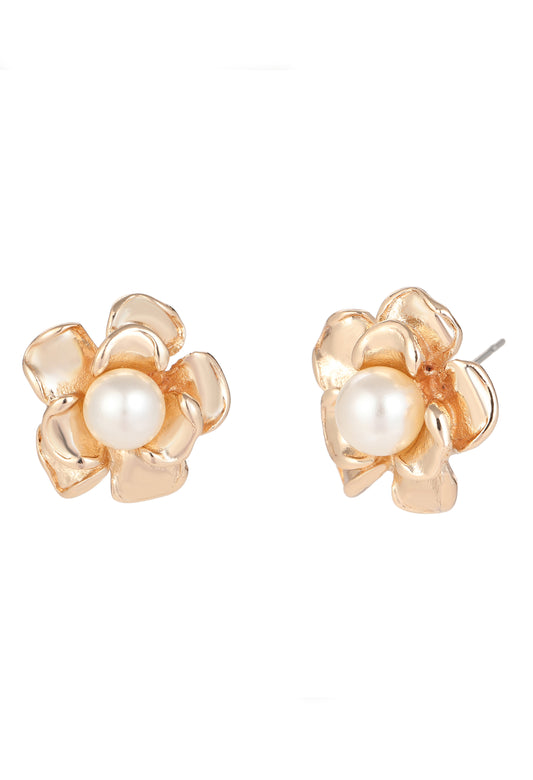 Flower Pearl Stud Earrings