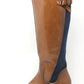 Faux Suede Panel Knee High Boots