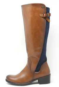 Faux Suede Panel Knee High Boots