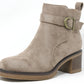 Faux Suede Buckled Ankle Boot