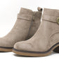 Faux Suede Buckled Ankle Boot