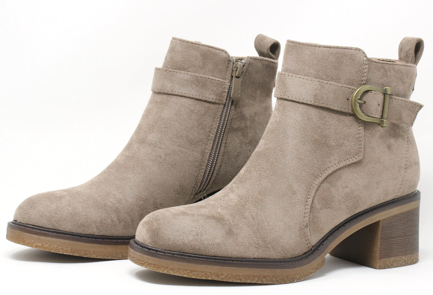 Faux Suede Buckled Ankle Boot