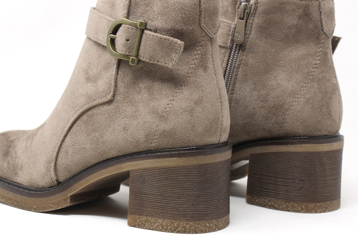 Faux Suede Buckled Ankle Boot