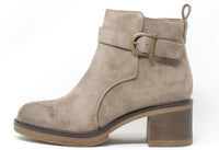 Faux Suede Buckled Ankle Boot